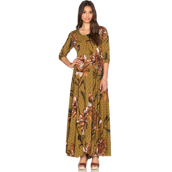 Free People First Kiss Maxi Dress Size Goldenrod Combo - Picture 3 of 13